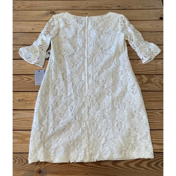 NWT Adrianna Papell Ruffle Hem Lace Dress Size 12 Women’s White - Picture 2 of 10